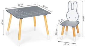 EcoToys Detský drevený stôl so stoličkami - šedé