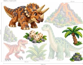 Minecraft Dinosauři u sopky arch 46 x 34 cm