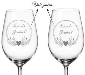 Svadobné poháre na biele víno KRUH LIST 2 350 ML 2KS