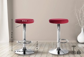 Barová stolička Ponte - zamat, chróm rám - Červená