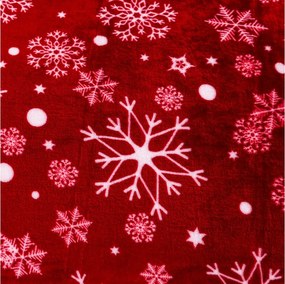 Červená vianočná mikroplyšová baránková deka SNOWFALL Rozmer: 150 x 200 cm