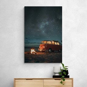 Obraz plážový táborák pod nočnou oblohou - Volkswagen T1