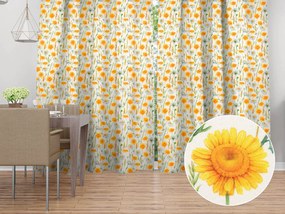 Biante Dekoračný záves PML-104 Biele a žlté margaréty na bielom 145x210 cm