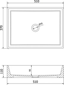 Mexen Goya, umývadlo na dosku 51 x 37 cm, čierna matná, 22185085