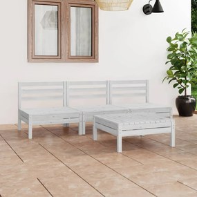 vidaXL 4-dielna záhradná sedacia súprava biela borovicové drevo