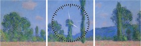 Obraz - Claude Monet, Poppy Field (Giverny), reprodukcia (s hodinami) (90x30 cm)
