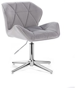 LuxuryForm DESIGN Stolička MILANO VELUR na striebornom kríži - svetlo šedá