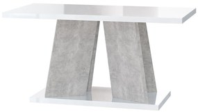Konferenčný stolík Mulnu (lesk biely + kameň). Akcia -20%. Vlastná spoľahlivá doprava až k Vám domov. 1055222