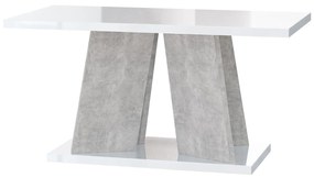 Konferenčný stolík Mulnu (lesk biely + kameň). Vlastná spoľahlivá doprava až k Vám domov. 1055222