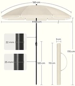 Záhradný naklápací slnečník SOMBRILLA 160 cm, béžový