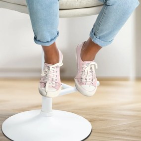 Barová stolička Damar - látka, biely rám - krémová