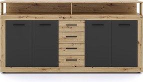 Komoda Luna 190 cm dub Artisan/čierna