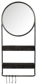 Nástenné zrkadlo s poličkami a háčiky Sidonie - 38 * 12 * 89 cm