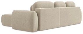 Svetlohnedá rozkladacia/s úložným priestorom rohová pohovka z textílie buklé (pravý roh/s leňoškou) Pele – Makamii