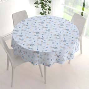 Biante Detský bavlnený okrúhly obrus Sandra SA-463 Medvedíky s balónikmi na svetlo modrom Ø 70 cm