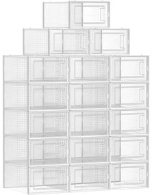 Stohovateľné botníky, sada 18 ks, priehľadné