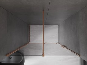 Mexen Velar, posuvné sprchové dvere do otvoru 130 cm, 8mm šedé sklo, medená matná, 871-130-000-41-65