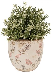 Béžový keramický obal na kvetináč s lúčnymi kvetmi Monnia M - Ø 14*14 cm