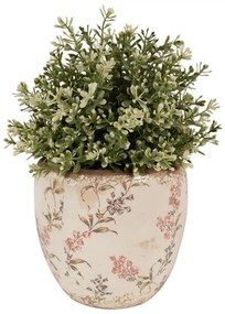Béžový keramický obal na kvetináč s lúčnymi kvetmi Monnia M - Ø 14*14 cm