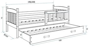 Detská posteľ KUBUS P2  + matrac + rošt ZADARMO, 80x190, bialy, biela