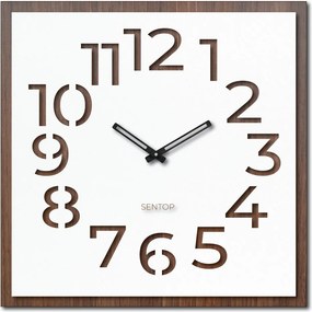 SENTOP | Drevené nástenné hodiny z HDF - Čierne, biele alebo orech | SENTOP HDFK024-orech wenge analógové