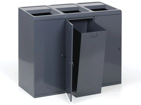 Odpadkový kôš na triedený odpad, 3x108 l, sivý