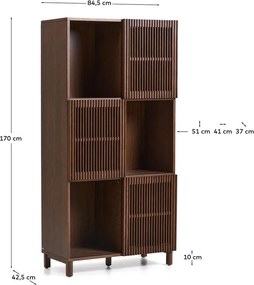 Tmavohnedá knižnica v dekore orecha s posuvnými dverami 84,5x170x42,5 cm Beyla – Kave Home