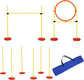 PawHut Agility Set pre psy - 3-dielna sada agility vybavenia na tréning psov s priečkami a 6 slalomovými tyčami | Aosom