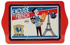 Tácka malá "Excuse my French" 25 x 16 x H. 1,2 cm, plech