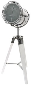 Dekorstudio Podlahová lampa TRIPOD na bielej trojnožke s chrómovaným tienidlom