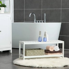 Bambusová 2-úrovňová polica, biela