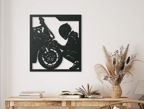 drevko Drevený obraz Motorkár a jeho vášeň Rozmer obrazu: 65 x 58,5 cm, Farba dekorácie: Čierna