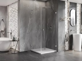 Mexen Lunar-B L, 1-krídlový sprchový kút, pravý, 80 x 80 cm, 8mm číre sklo, brúsená oceľ profil, 832L-080-080-97-00-P