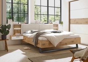 Posteľ s nočnými stolíkmi Daria 180x200 cm, dub/biela, s osvetlením