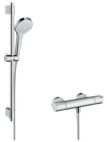 Hansgrohe Croma Select S - Sprchová súprava Vario s termostatom Ecostat 1001 CL a sprchovou tyčou 72 cm, biela/chróm 27833400