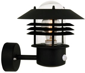 Nordlux -Vonkajšie nástenné svietidlo so senzorom VEJERS 1xE27/60W/230V IP54 čierne