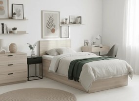 Posteľ SOFIA 90 x 200 cm, dub sonoma Rošt: S lamelovým roštom, Matrac: Matrac COCO MAXI 20 cm