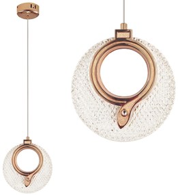 Toolight Toolight, LED krištáľové závesné svietidlo 18x17cm, 12W, 3000K, LHJ110-1CP, ružové zlato, OSW-60051