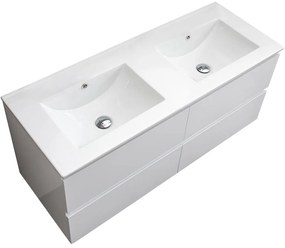 CERANO - Kúpeľňová skrinka Carole + keramické dvojumývadlo Todo - biela matná - 120x49,8x46 cm