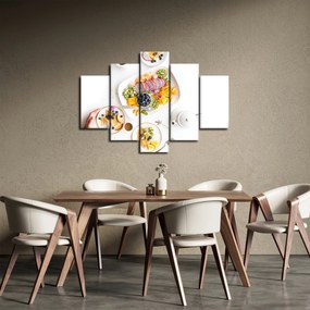 Obraz tanierov s ovocím na stole (150x105 cm)