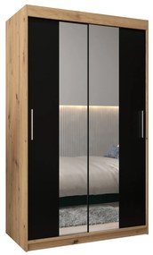 Šatníková skriňa 120 cm Toki 1 (Dub artisan + Čierna matná). Akcia -63%. Vlastná spoľahlivá doprava až k Vám domov. 1064896