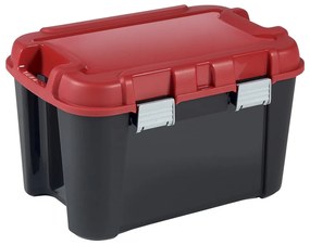 Červeno-čierny plastový úložný box s vekom 59x39,5x36 cm Totem – Curver