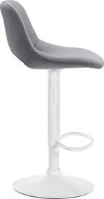Barová stolička Camden - zamat, biely rám Tmavo sivá