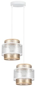 Luster na lanku GABI 2xE27/60W/230V zlatá/biela pr. 30 cm