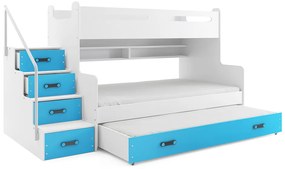 Detská poschodová posteľ s prístelkou MAX 3 Farba: Modrá