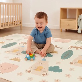 iPLAY dvojstranná edukatívna hracia podložka 200x150 cm XPE, protišmyková, skladacia