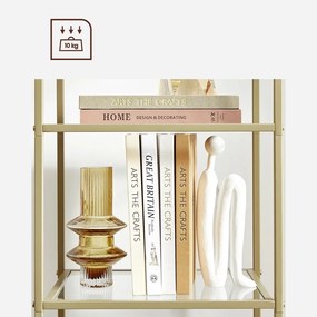Stojanová polica VASAGLE LGT029A01 – zlatý rám a 5 sklenených políc