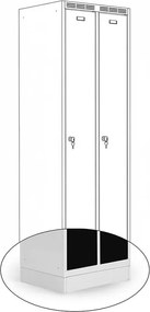 Kovová šatníková skriňa Trestles SS2M 1800x600x500 mm, 2 oddiely, čierne dvere Podnož: sokel, Zámok: otočný