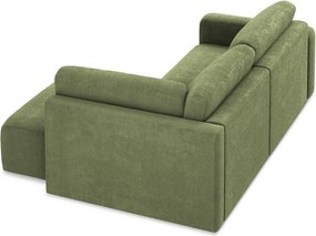 Zelená ženilková rozkladacia/s úložným priestorom rohová pohovka (pravý roh/do L) Kona – Makamii