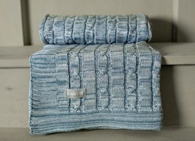 Pletená deka Vrkoč - modrobiely melír